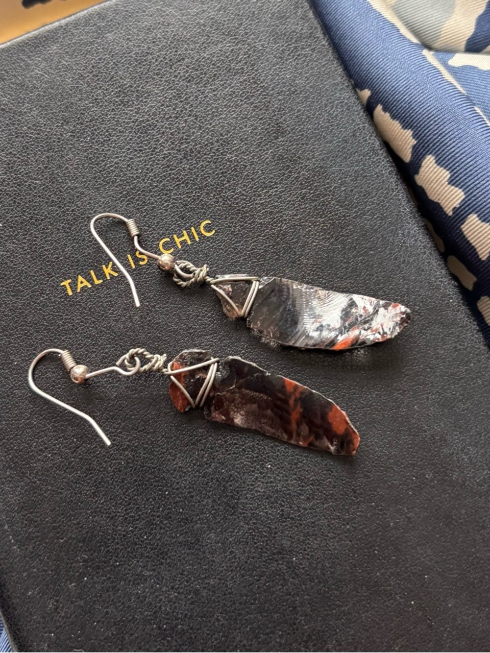 Great Artisanal Volcanic Glass Drop Earrings w/ Fishhook Closures